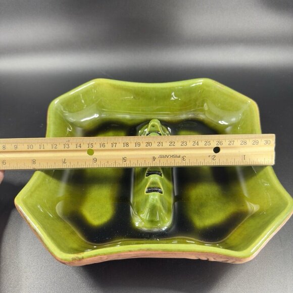 Vintage Sequoia Ware Ashtray Dish Green Brown USA Pottery Dish Plate Ceramic VTG - Picture 5 of 12